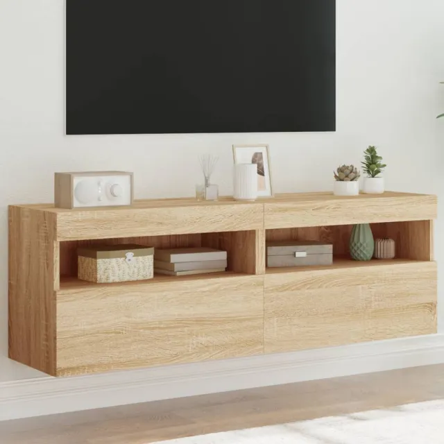 vidaXL Tv-wandmeubels met LED 2 st 60x30x40 cm sonoma eikenkleurig, foto 2