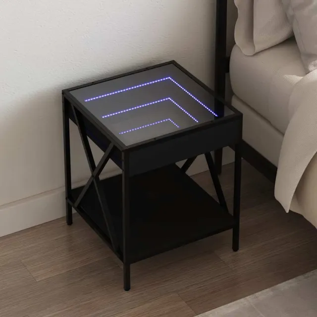 vidaXL Nachtkastje met Infinity LED 40x40x49 cm zwart, foto 2