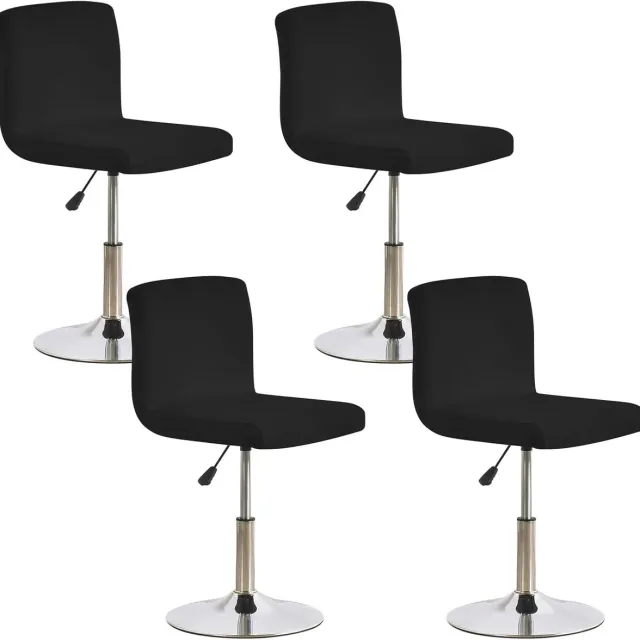 Famanu Met rugleuning stretch stoelhoes stretch verwijderbare hoezen voor korte draaibare stoel eetkamerstoel barkruk met rugleuning geen stoelen zwart 4 stuks Black