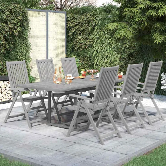 vidaXL 7-delige Tuinset massief acaciahout grijs, foto 2