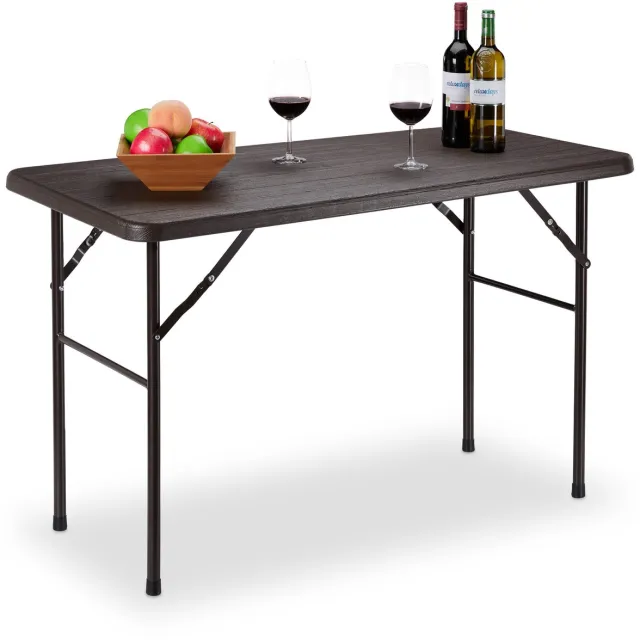 Relaxdays inklapbare tuintafel - houtlook - 74 x 120 x 60 cm - klaptafel - tot 100 kg - bruin donkerbruin