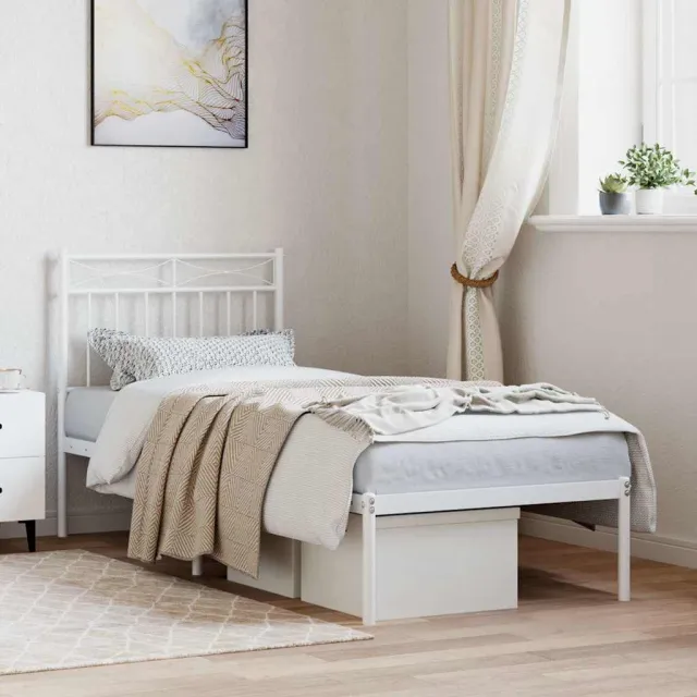 vidaXL Bedframe met hoofdbord metaal wit 80x200 cm