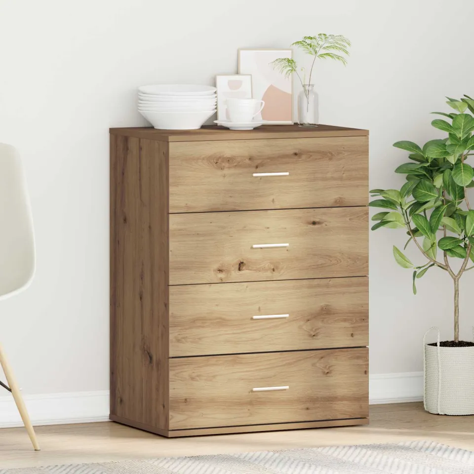 vidaXL Dressoir Artisan Eiken 60 x 39 x 80 cm Bewerkt hout, foto 4