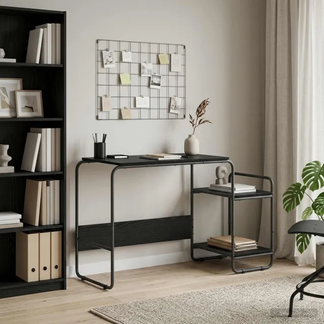 vidaXL Bureau met opbergruimte Zwart eiken 131.5 x 50 x 75.5 cm, foto 2