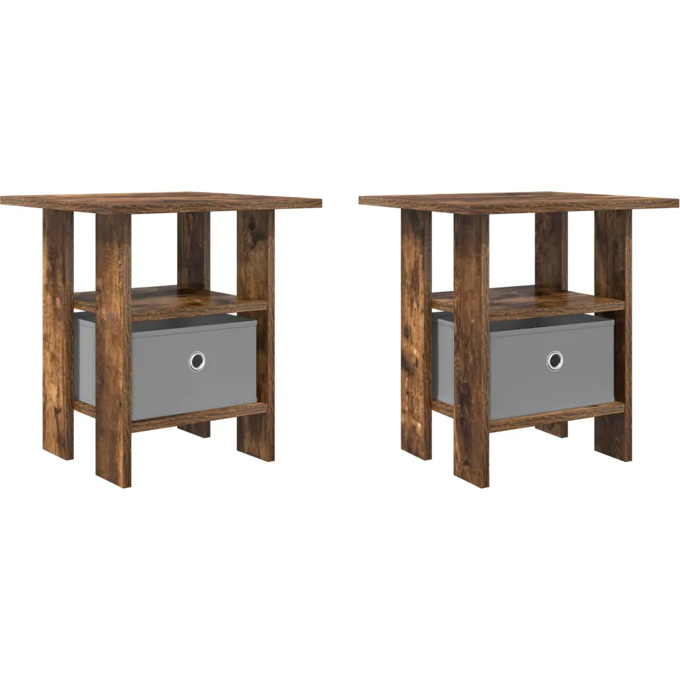 vidaXL Nachtkastje 2 st Gerookt eiken 41 x 40 x 45 cm Bewerkt hout, foto 3