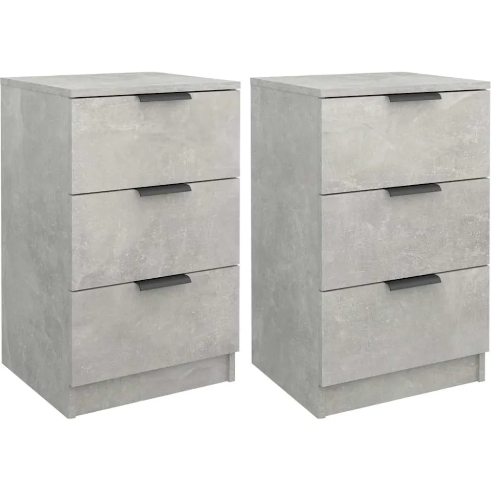 vidaXL Nachtkastjes 2 st 40x36x65 cm betongrijs
