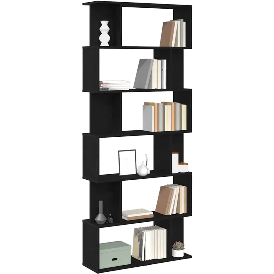 vidaXL Boekenkast Zwart Eiken 80x24x190,5 cm Engineered Wood
