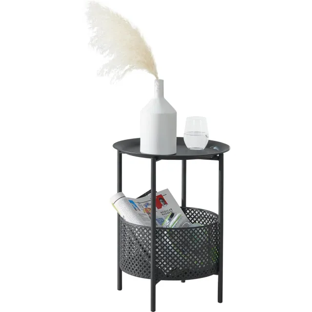 en.casa Bijzettafel Kruibeke rond 45xØ35 cm metaal zwart