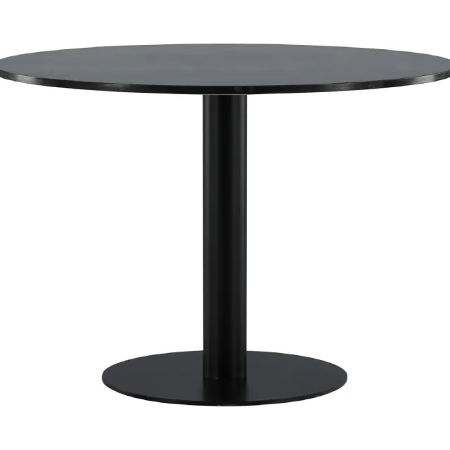 QUVIO Ronde Eettafel - Grijs Marmer - Zwarte Poten - 106 cm