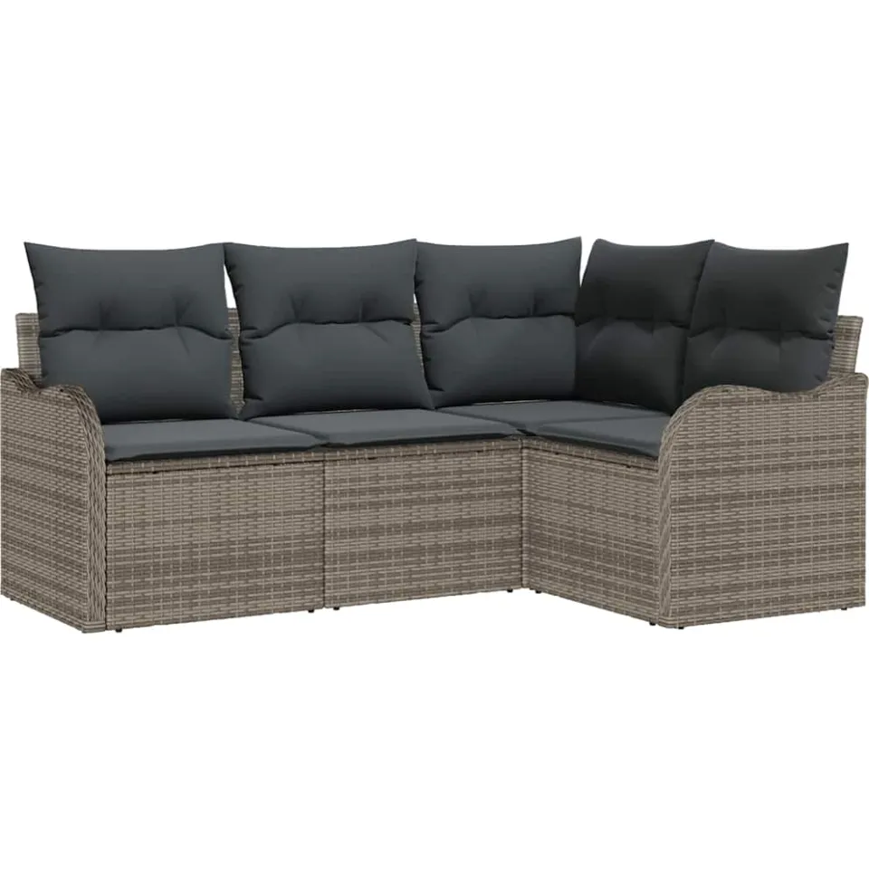 vidaXL Tuin Sofa Set 4 st Grijs poly rattan