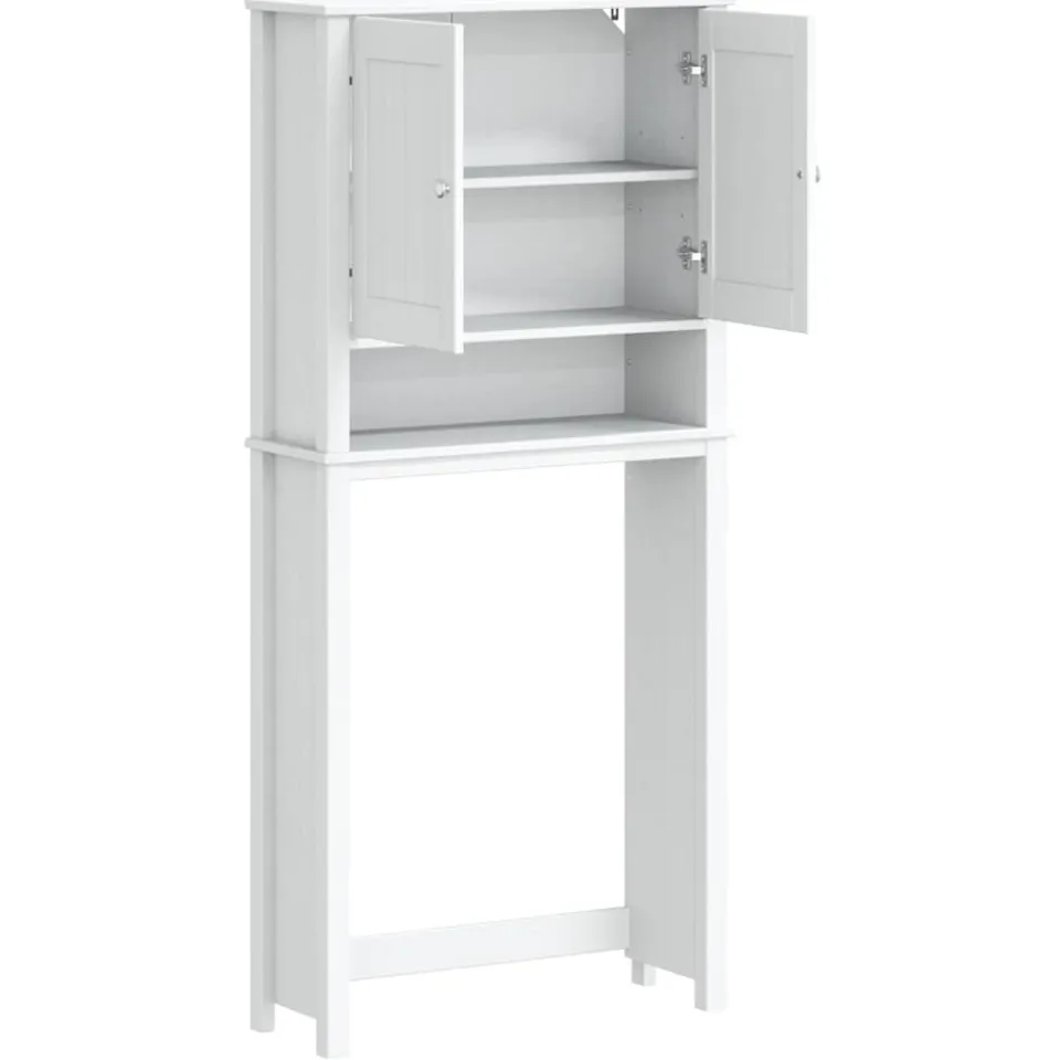 vidaXL Wasmachinekast BERG 76x27x164,5 cm massief hout wit, foto 4