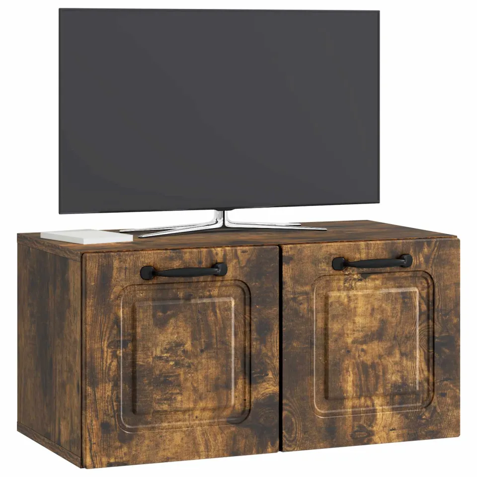 vidaXL Wandbeugel TV-kast Gerookt eiken 59,5 x 31 x 30 cm Bewerkt hout, foto 3