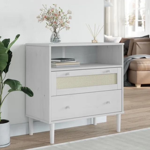 vidaXL Dressoir SENJA rattan-look 80x40x80 cm massief grenenhout wit, foto 2