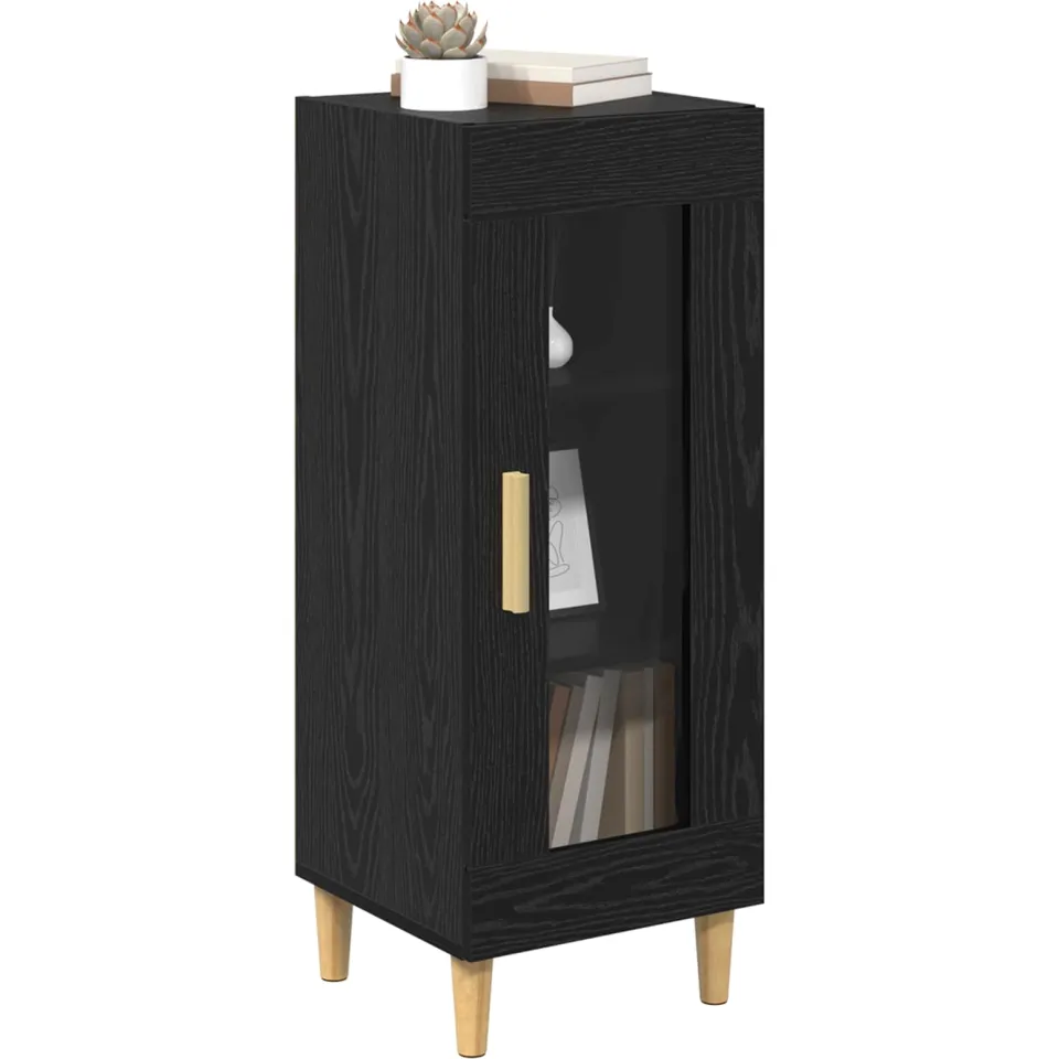 vidaXL Dressoir Zwart Eiken 34.5 x 32.5 x 90 cm Bewerkt hout