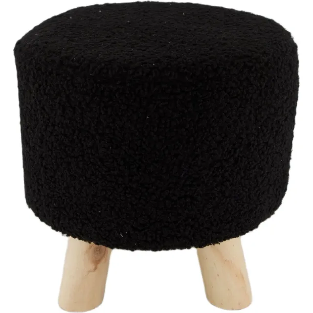 Home Spirit Kruk 28 x 28 x 28 cm zwart met houten pootjes