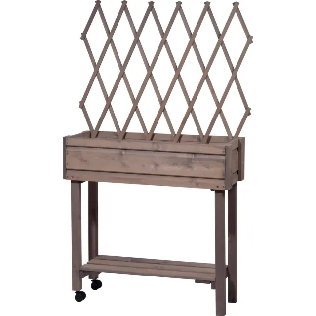Dobar Moestuinbak moestuintafel oppottafel kweektafel plantentafel met trosondersteuning 79x28x130cm - grijs