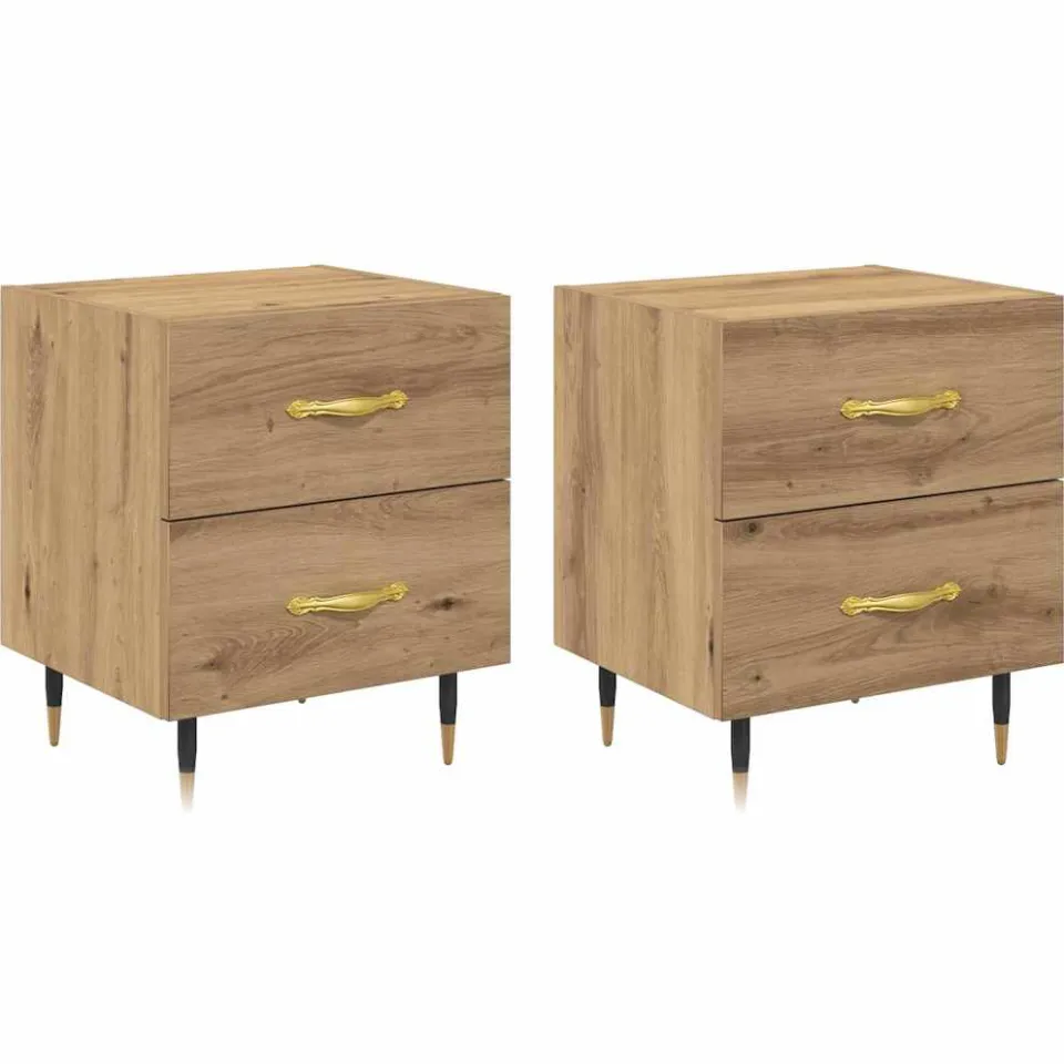 vidaXL Nachtkastje 2 st Artisan Eiken 40 x 35 x 47,5 cm Bewerkt hout, foto 3