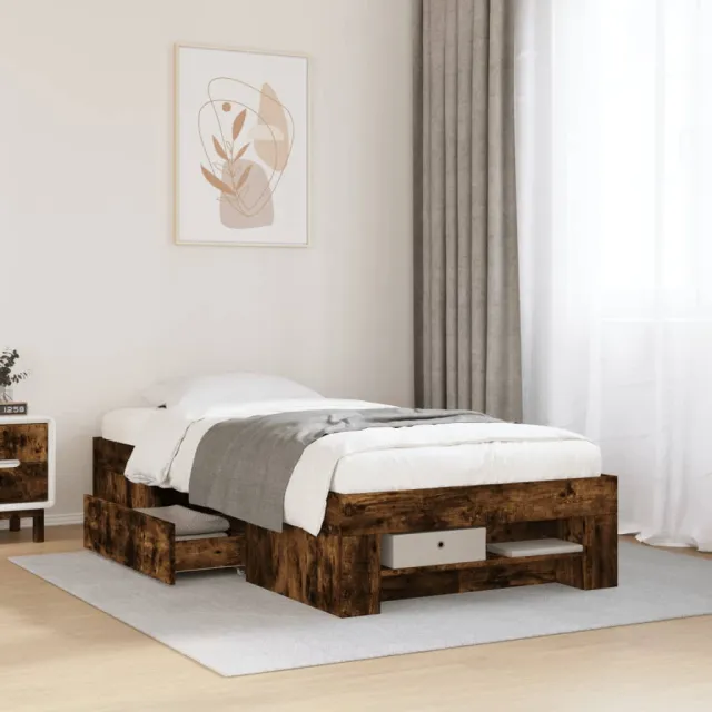 vidaXL Bedframe zonder matras hout gerookt eikenkleurig 90x200 cm Bruin