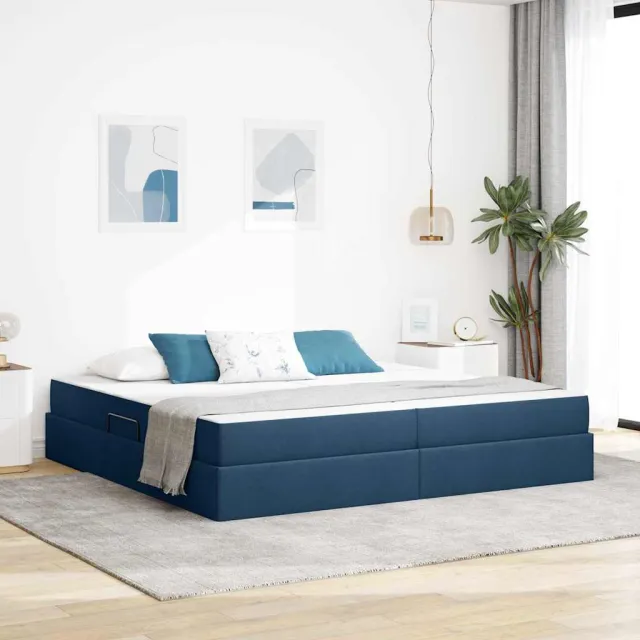 vidaXL Opbergbed met matras met opslag Blauw 200 x 200 cm Polyester