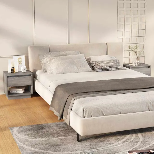 vidaXL Nachtkastjes 2 st 45x34x44 cm bewerkt hout grijs sonoma eiken, foto 2