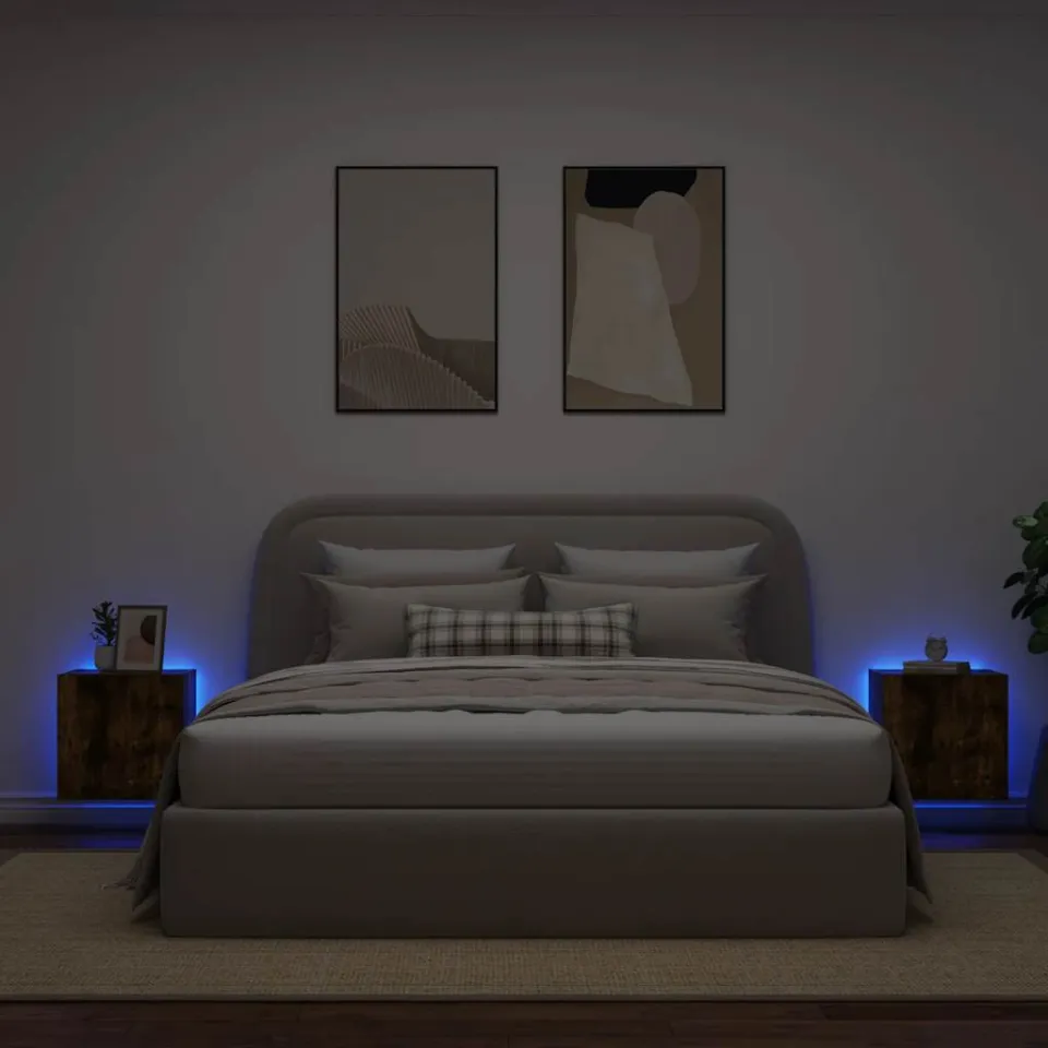 vidaXL Tv-wandmeubelen met LED 2 st 40,5x35x40 cm gerookt eikenkleurig, foto 3