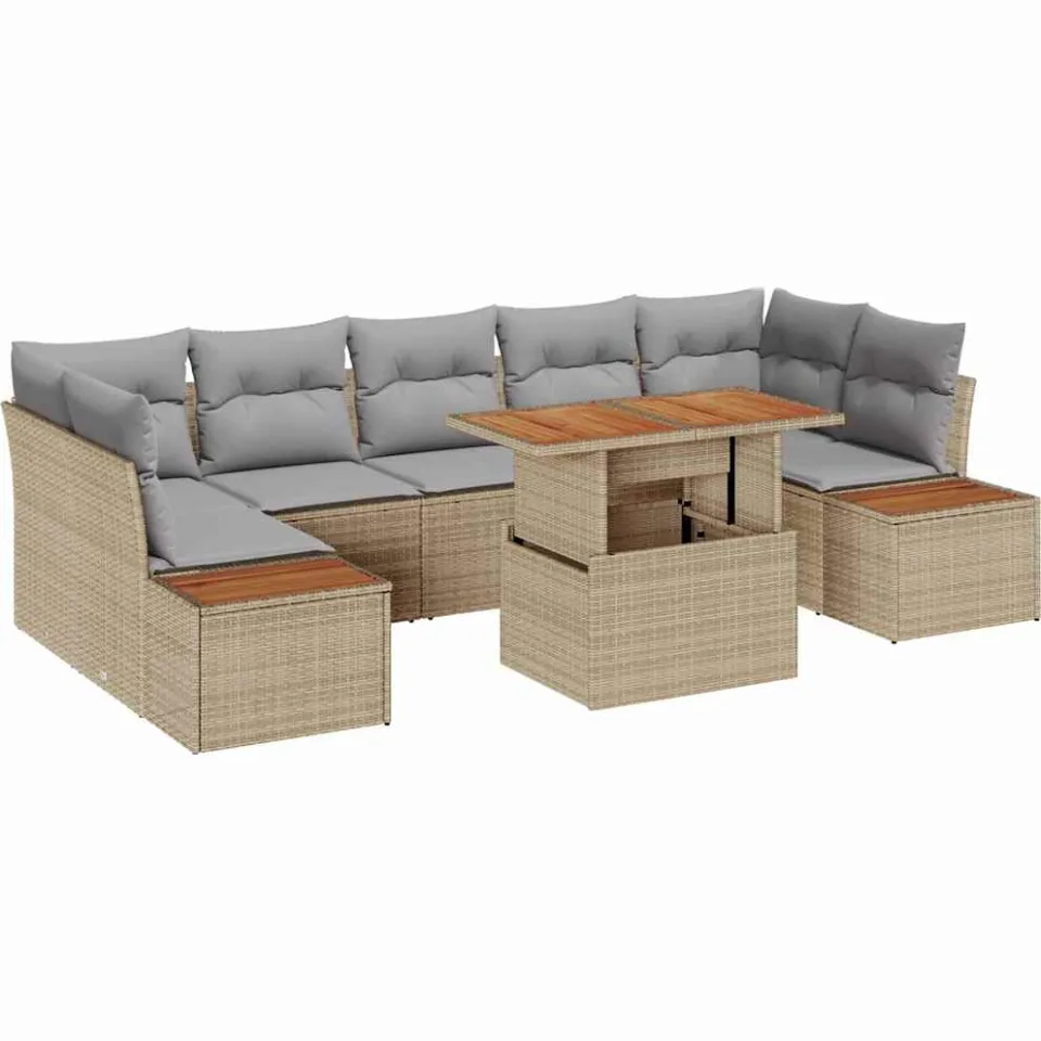 vidaXL Tuin Sofa Set 8 st Beige Poly riet