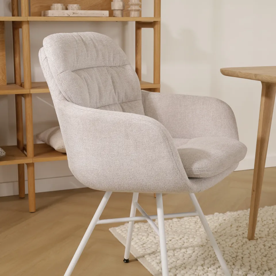 Nolon Noa-Mia eetkamerstoel beige - wit onderstel, foto 2