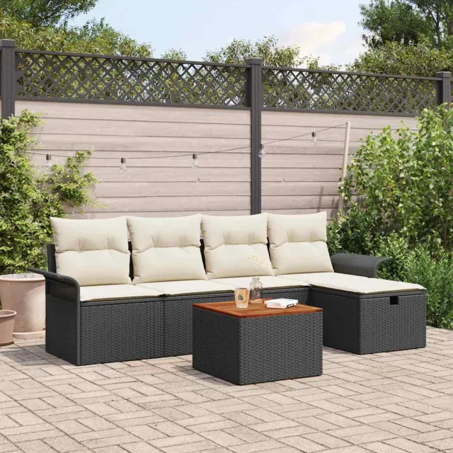 vidaXL Tuinbankenset 6 st Zwart poly rattan, foto 2