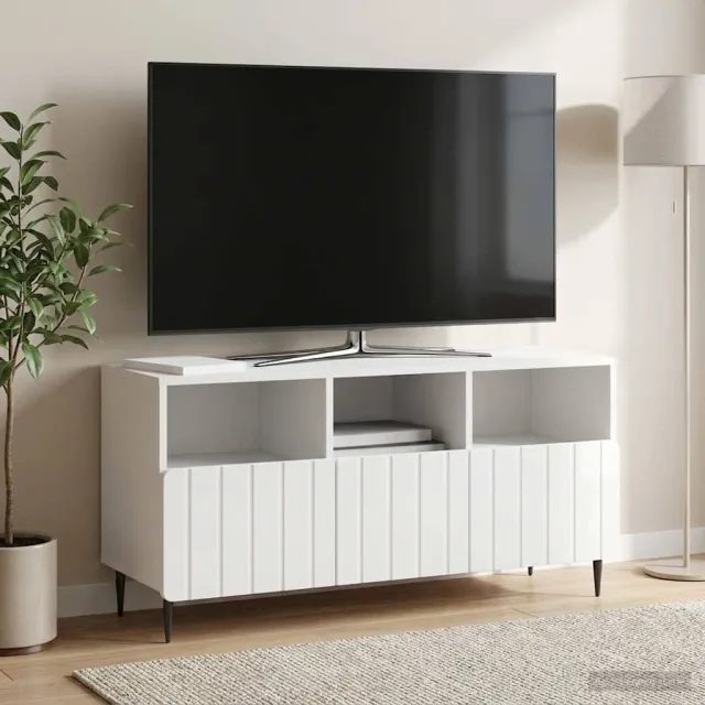 vidaXL TV-kast met lade Hoogglans Wit 102 x 34,5 x 50 cm Bewerkt hout, foto 2