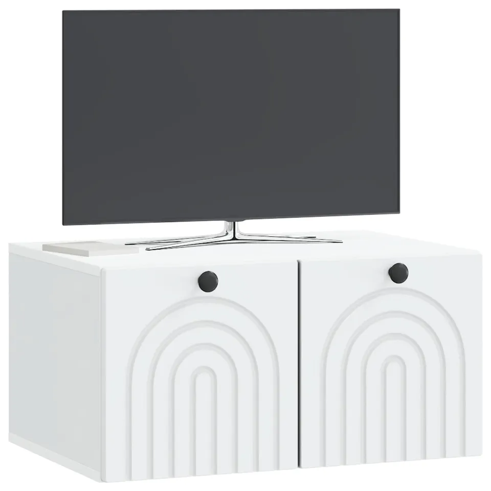 vidaXL Wandbeugel TV-kast Wit 59,5 x 41 x 30 cm Bewerkt hout