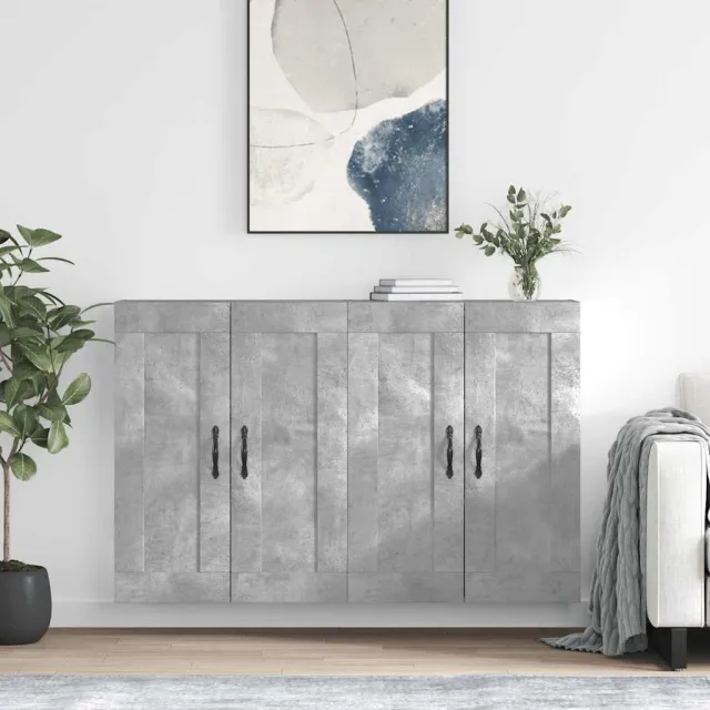 vidaXL Hangkasten 2 st bewerkt hout betongrijs grijs