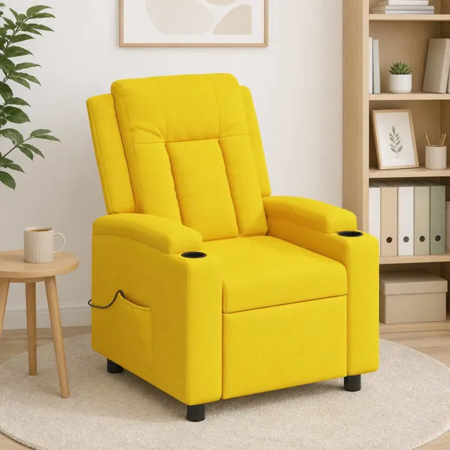 vidaXL Massage-relaxstoel Licht Geel 75 x 95 x 100 cm Stof, foto 2