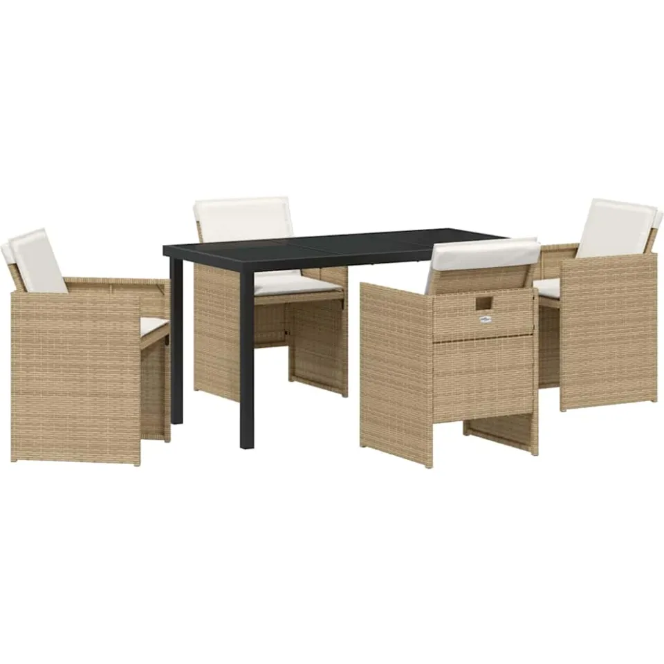 vidaXL Tuin eettafelset 5 st Beige poly rattan, foto 3