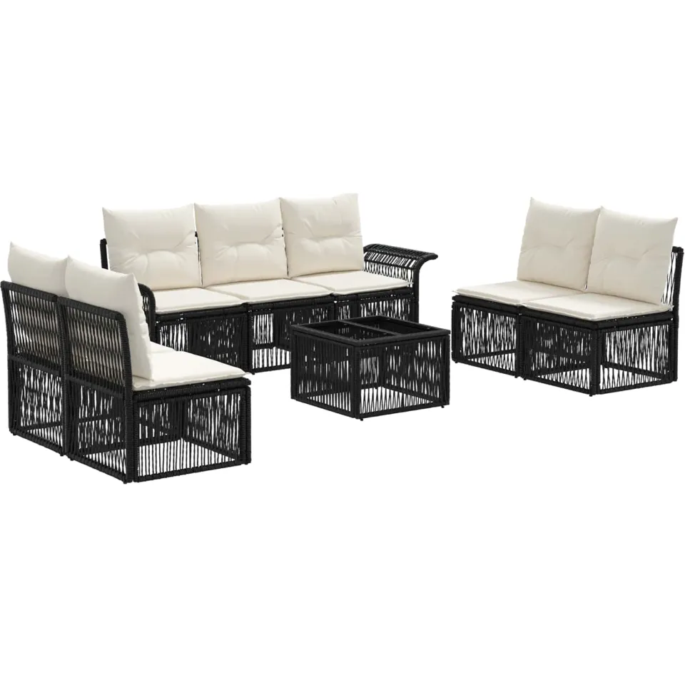 vidaXL Tuinbankenset 8 st Zwart poly rattan, foto 3