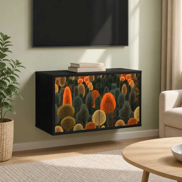 vidaXL Wandgemonteerd tv-meubel ZAANDAM 69 x 33 x 40 cm Zwart eiken, foto 2