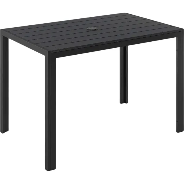 Bolt Edge Tuintafel - Met Parasolgat - Eettafel voor Buiten - Terrastafel - Rechthoekige Aluminium - 110x70 cm - WPC Balkon Tafel, Weerbestendig en Duurzaam Zwart