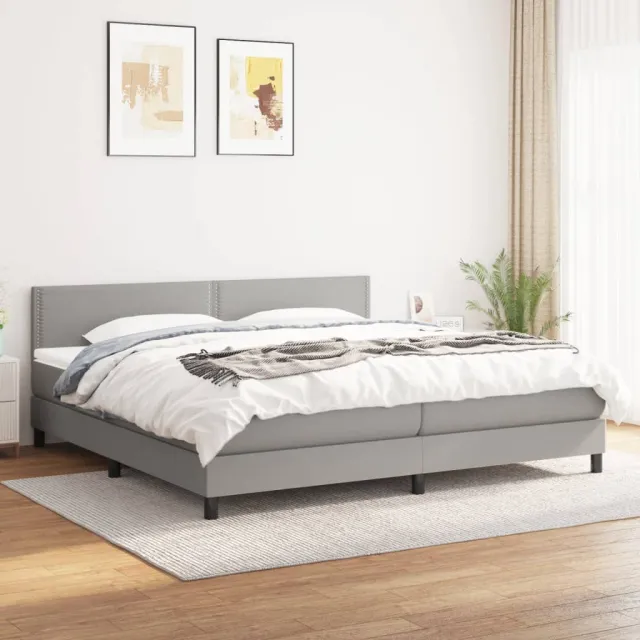 vidaXL Boxspring met matras stof lichtgrijs 180x200 cm grijs