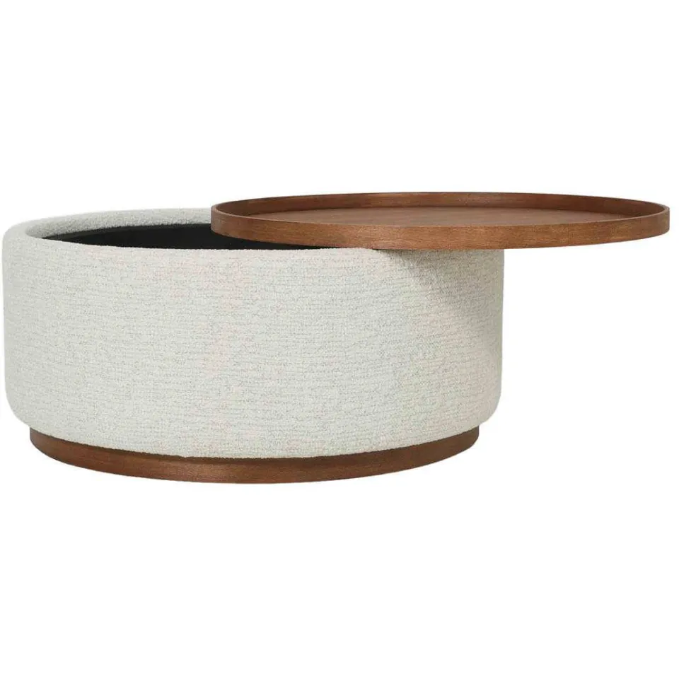 Giga Meubel Salontafel Marcia - Rond Beige/Walnoot - Incl. Opbergruimte - Ø83cm, foto 5