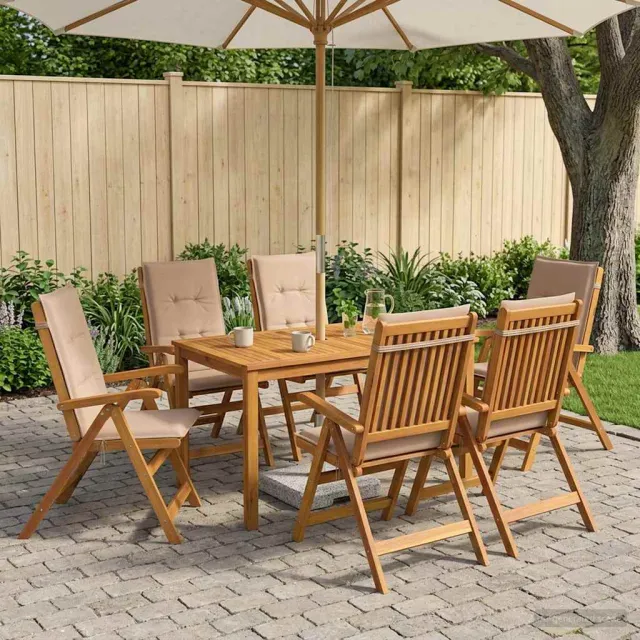 vidaXL 7-Piece Garden Dining Set 6-zits Taupe Massief Acaciahout, foto 2