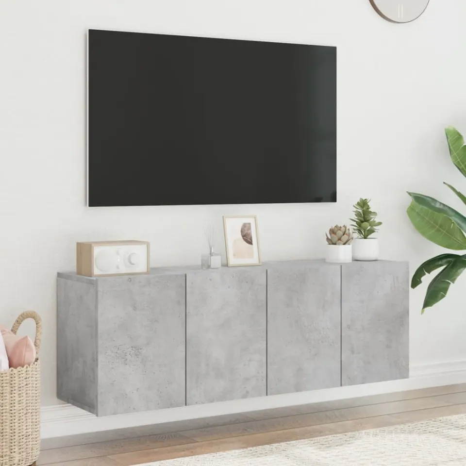 vidaXL Tv-meubels 2 st wandgemonteerd 60x30x41 cm betongrijs grijs, foto 4