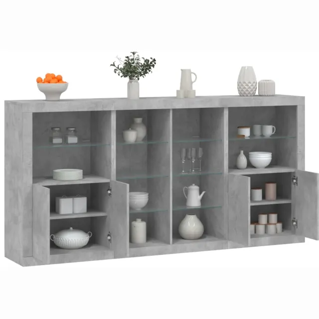 vidaXL Dressoir met LED-verlichting 202x37x100 cm betongrijs