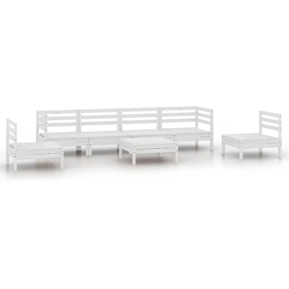 vidaXL 7-delige Loungeset massief grenenhout wit, foto 3
