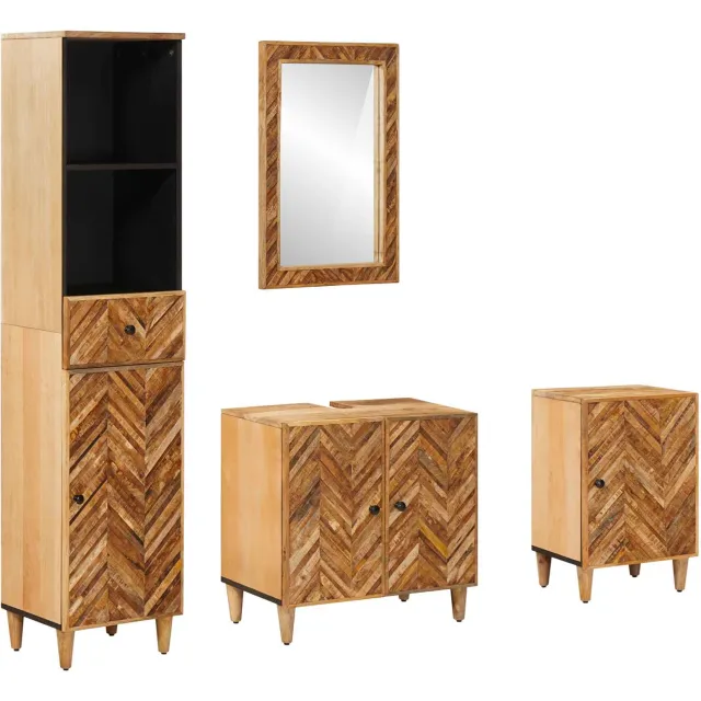 vidaXL Badkamerkastenset 4 st 62 x 33 x 58 cm Massief Mango Hout Bruin