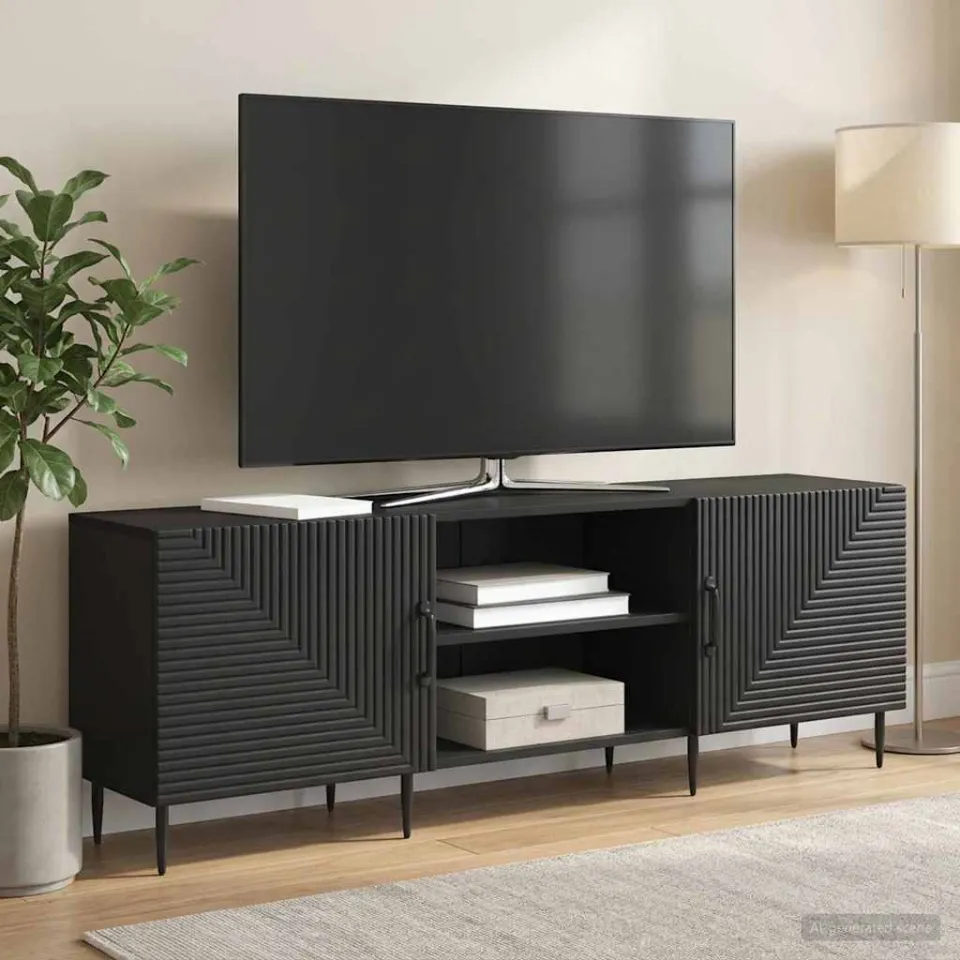 vidaXL TV-kast 150 x 31 x 50 cm Zwart Bewerkt hout, foto 4