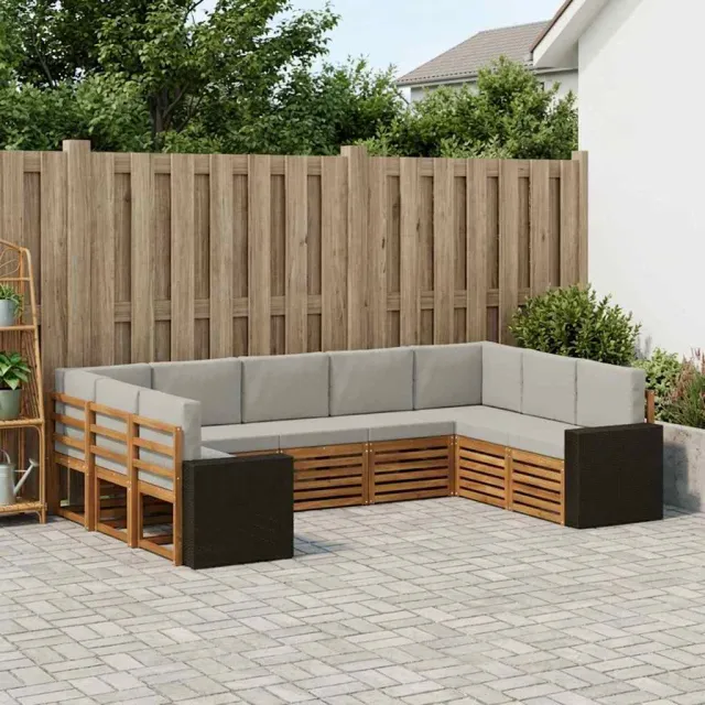 vidaXL Buiten bankenset 9 st 9-zits Naturel en lichtgrijs