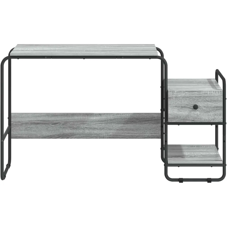 vidaXL Bureau met opbergruimte Grijs Sonoma 131,5 x 50 x 75,5 cm, foto 4