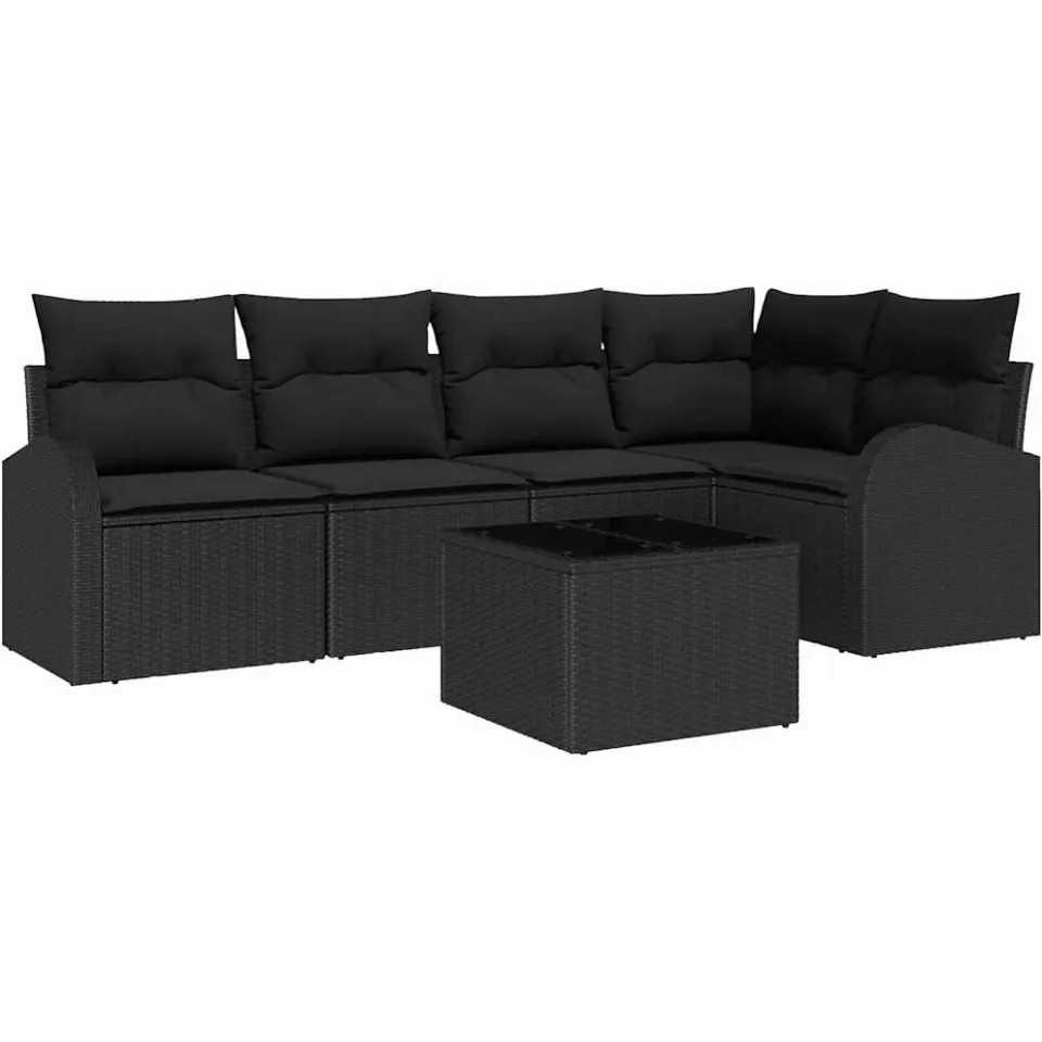 vidaXL Bankstel met kussen Zwart Polyester