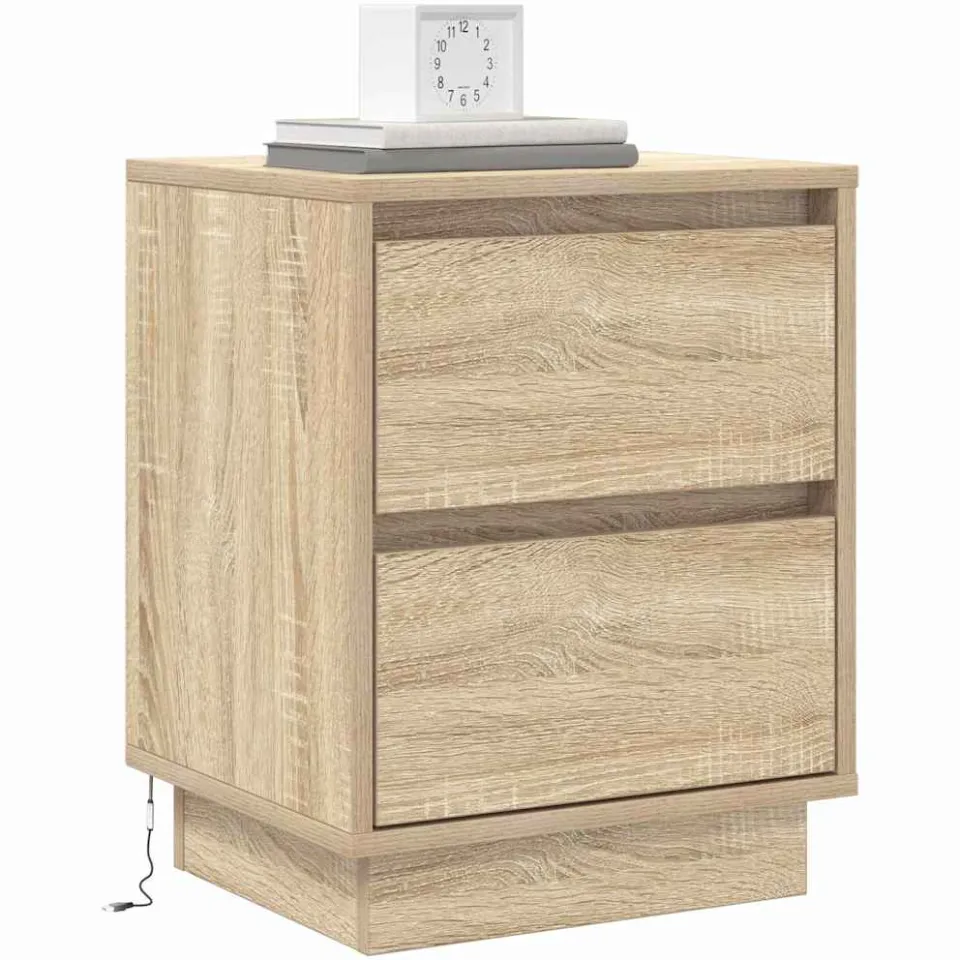 vidaXL Nachtkastje Sonoma Eiken 39 x 34,5 x 50 cm Bewerkt hout Beige