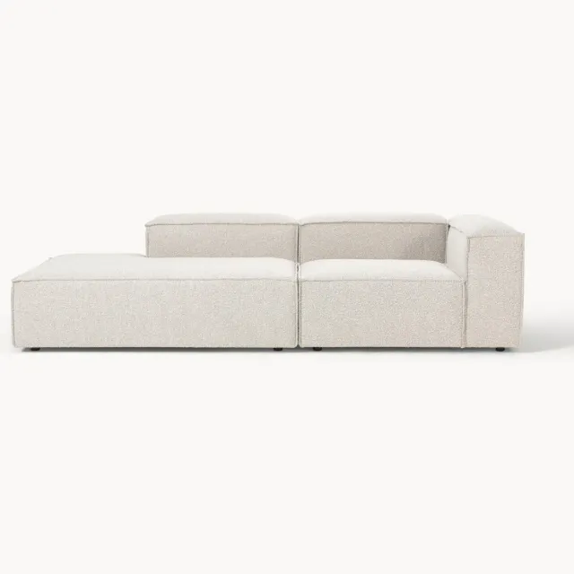Westwing Collection Modulaire chaise longue Lennon van bouclé Wit