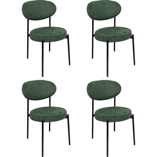 Lina MIA Eetkamerstoelen- Set van 4- Groen- Teddy Stoel-Metalen Poten